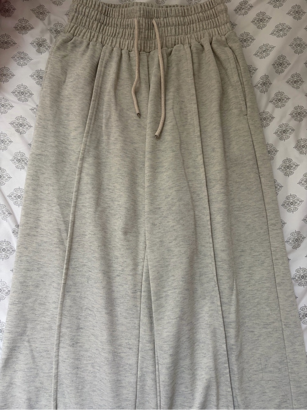 Amazon Light Gray Wide-Leg Drawstring Pants